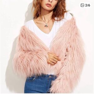 SHEIN Pink Fuzzy Soft Jacket, S